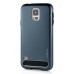 Fashion Aluminum Metal And TPU Anti-Skid Back Cover Case For Samsung Galaxy S5 G900 - Dark Blue