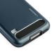 Fashion Aluminum Metal And TPU Anti-Skid Back Cover Case For Samsung Galaxy S5 G900 - Dark Blue