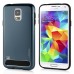 Fashion Aluminum Metal And TPU Anti-Skid Back Cover Case For Samsung Galaxy S5 G900 - Dark Blue