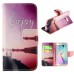 Fashion Colorful Drawing Printed Beautiful Beach PU Leather Flip Wallet Stand Case With Card Slots For Samsung Galaxy S6 Edge