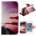 Fashion Colorful Drawing Printed Beautiful Beach PU Leather Flip Wallet Stand Case With Card Slots For iPhone 5 / 5s