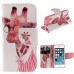 Fashion Colorful Drawing Printed Beautiful Cute Giraffe PU Leather Flip Wallet Stand Case With Card Slots For iPhone 5 / 5s