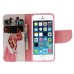 Fashion Colorful Drawing Printed Beautiful Cute Giraffe PU Leather Flip Wallet Stand Case With Card Slots For iPhone 5 / 5s