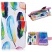 Fashion Colorful Drawing Printed Beautiful Feathers PU Leather Flip Wallet Stand Case With Card Slots For Samsung Galaxy Note 5