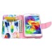 Fashion Colorful Drawing Printed Beautiful Feathers PU Leather Flip Wallet Stand Case With Card Slots For Samsung Galaxy S5 G900