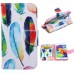 Fashion Colorful Drawing Printed Beautiful Feathers PU Leather Flip Wallet Stand Case With Card Slots For Samsung Galaxy S5 G900