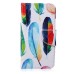 Fashion Colorful Drawing Printed Beautiful Feathers PU Leather Flip Wallet Stand Case With Card Slots For Samsung Galaxy S6 Edge