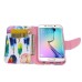 Fashion Colorful Drawing Printed Beautiful Feathers PU Leather Flip Wallet Stand Case With Card Slots For Samsung Galaxy S6 Edge