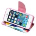 Fashion Colorful Drawing Printed Beautiful Feathers PU Leather Flip Wallet Stand Case With Card Slots For iPhone 5 / 5s