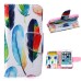 Fashion Colorful Drawing Printed Beautiful Feathers PU Leather Flip Wallet Stand Case With Card Slots For iPhone 5 / 5s
