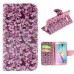 Fashion Colorful Drawing Printed Beautiful Flowers PU Leather Flip Wallet Stand Case With Card Slots For Samsung Galaxy S6 Edge
