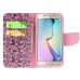 Fashion Colorful Drawing Printed Beautiful Flowers PU Leather Flip Wallet Stand Case With Card Slots For Samsung Galaxy S6 Edge