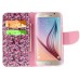 Fashion Colorful Drawing Printed Beautiful Flowers PU Leather Flip Wallet Stand Case With Card Slots For Samsung Galaxy S6 G920