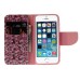 Fashion Colorful Drawing Printed Beautiful Flowers PU Leather Flip Wallet Stand Case With Card Slots For iPhone 5 / 5s