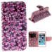 Fashion Colorful Drawing Printed Beautiful Flowers PU Leather Flip Wallet Stand Case With Card Slots For iPhone 5 / 5s