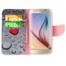 Fashion Colorful Drawing Printed Beautiful Heart Drops PU Leather Flip Wallet Stand Case With Card Slots For Samsung Galaxy S6 G920