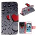 Fashion Colorful Drawing Printed Beautiful Heart Drops PU Leather Flip Wallet Stand Case With Card Slots For iPhone 5 / 5s