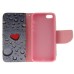 Fashion Colorful Drawing Printed Beautiful Heart Drops PU Leather Flip Wallet Stand Case With Card Slots For iPhone 5 / 5s