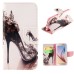 Fashion Colorful Drawing Printed Beautiful High-Heeled Shoe PU Leather Flip Wallet Stand Case With Card Slots For Samsung Galaxy S6 G920