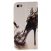 Fashion Colorful Drawing Printed Beautiful High-Heeled Shoe PU Leather Flip Wallet Stand Case With Card Slots For iPhone 5 / 5s