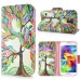 Fashion Colorful Drawing Printed Beautiful Leaves Tree PU Leather Flip Wallet Stand Case With Card Slots For Samsung Galaxy S5 G900