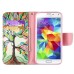 Fashion Colorful Drawing Printed Beautiful Leaves Tree PU Leather Flip Wallet Stand Case With Card Slots For Samsung Galaxy S5 G900