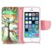 Fashion Colorful Drawing Printed Beautiful Leaves Tree PU Leather Flip Wallet Stand Case With Card Slots For iPhone 5 / 5s