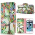 Fashion Colorful Drawing Printed Beautiful Leaves Tree PU Leather Flip Wallet Stand Case With Card Slots For iPhone 5 / 5s