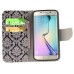 Fashion Colorful Drawing Printed Beautiful Totem Flowers PU Leather Flip Wallet Stand Case With Card Slots For Samsung Galaxy S6 Edge