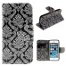 Fashion Colorful Drawing Printed Beautiful Totem Flowers PU Leather Flip Wallet Stand Case With Card Slots For iPhone 5 / 5s
