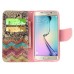 Fashion Colorful Drawing Printed Beautiful Waves Flower PU Leather Flip Wallet Stand Case With Card Slots For Samsung Galaxy S6 Edge