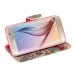 Fashion Colorful Drawing Printed Beautiful Waves Flower PU Leather Flip Wallet Stand Case With Card Slots For Samsung Galaxy S6 G920