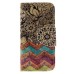 Fashion Colorful Drawing Printed Beautiful Waves Flower PU Leather Flip Wallet Stand Case With Card Slots For iPhone 5 / 5s