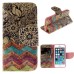 Fashion Colorful Drawing Printed Beautiful Waves Flower PU Leather Flip Wallet Stand Case With Card Slots For iPhone 5 / 5s