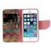 Fashion Colorful Drawing Printed Beautiful Waves Flower PU Leather Flip Wallet Stand Case With Card Slots For iPhone 5 / 5s