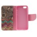 Fashion Colorful Drawing Printed Beautiful Waves Flower PU Leather Flip Wallet Stand Case With Card Slots For iPhone 5 / 5s