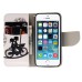 Fashion Colorful Drawing Printed Bicycle And Dandelion PU Leather Flip Wallet Stand Case With Card Slots For iPhone 5 / 5s