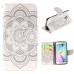 Fashion Colorful Drawing Printed Big White Flower PU Leather Flip Wallet Stand Case With Card Slots For Samsung Galaxy S6 Edge