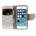 Fashion Colorful Drawing Printed Big White Flower PU Leather Flip Wallet Stand Case With Card Slots For iPhone 5 / 5s