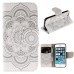 Fashion Colorful Drawing Printed Big White Flower PU Leather Flip Wallet Stand Case With Card Slots For iPhone 5 / 5s