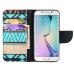 Fashion Colorful Drawing Printed Blue Brown Tribe PU Leather Flip Wallet Stand Case With Card Slots For Samsung Galaxy S6 Edge