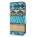 Fashion Colorful Drawing Printed Blue Brown Tribe PU Leather Flip Wallet Stand Case With Card Slots For iPhone 5 / 5s