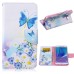 Fashion Colorful Drawing Printed Blue Butterfly Flower PU Leather Flip Wallet Stand Case With Card Slots For Samsung Galaxy Note 5