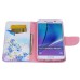 Fashion Colorful Drawing Printed Blue Butterfly Flower PU Leather Flip Wallet Stand Case With Card Slots For Samsung Galaxy Note 5