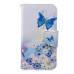 Fashion Colorful Drawing Printed Blue Butterfly Flower PU Leather Flip Wallet Stand Case With Card Slots For Samsung Galaxy S5 G900