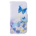 Fashion Colorful Drawing Printed Blue Butterfly Flower PU Leather Flip Wallet Stand Case With Card Slots For Samsung Galaxy S6 Edge