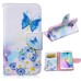 Fashion Colorful Drawing Printed Blue Butterfly Flower PU Leather Flip Wallet Stand Case With Card Slots For Samsung Galaxy S6 Edge