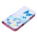 Fashion Colorful Drawing Printed Blue Butterfly Flower PU Leather Flip Wallet Stand Case With Card Slots For iPhone 5 / 5s