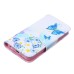 Fashion Colorful Drawing Printed Blue Butterfly Flower PU Leather Flip Wallet Stand Case With Card Slots For iPhone 5c