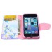 Fashion Colorful Drawing Printed Blue Butterfly Flower PU Leather Flip Wallet Stand Case With Card Slots For iPhone 5c